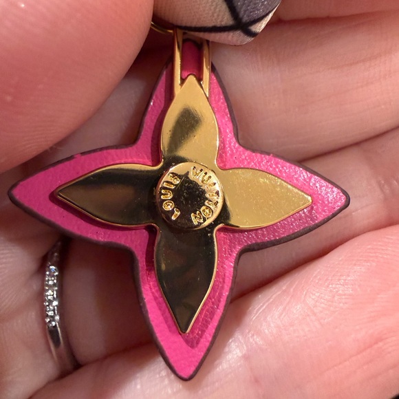 Pink and Gold Pendant on Silk scarf Necklace - Picture 4 of 4